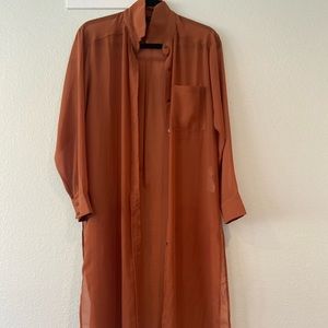 Sheer long button up